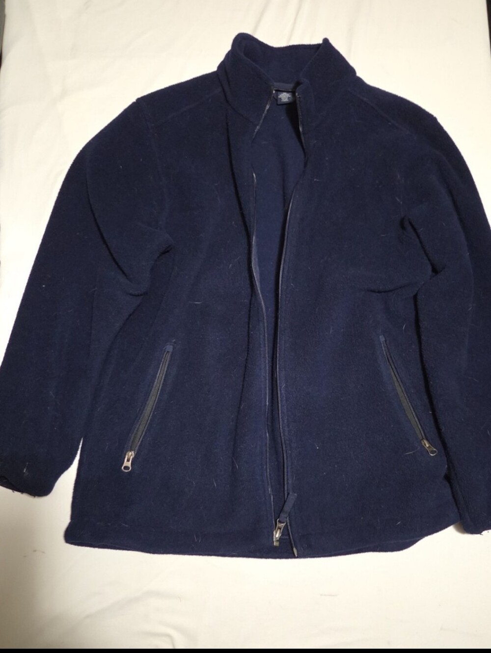 Lands end men's medium blue fleece zip up jacket #27